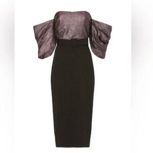 Badgley Mischka Purple and Black metallic formal Dress EUC